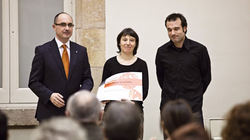 El moment de l'entrga del premi.